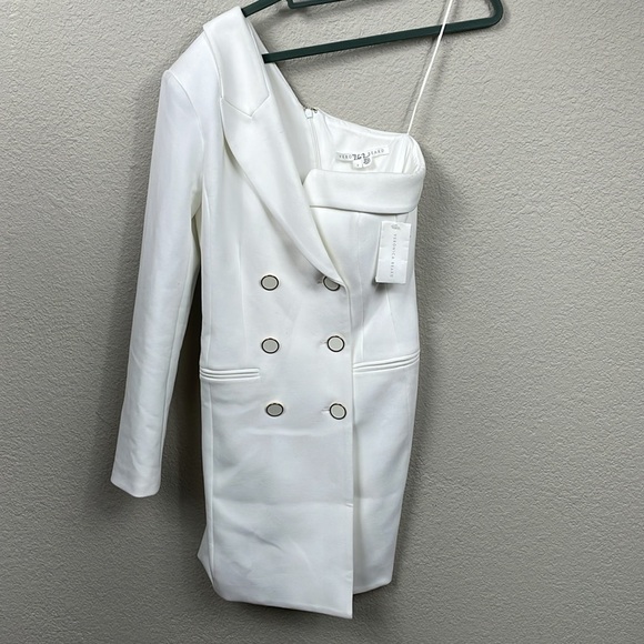 New Veronica Beard Middleton One Shoulder Blazer Mini Dress White Sz 2 - Picture 4 of 16